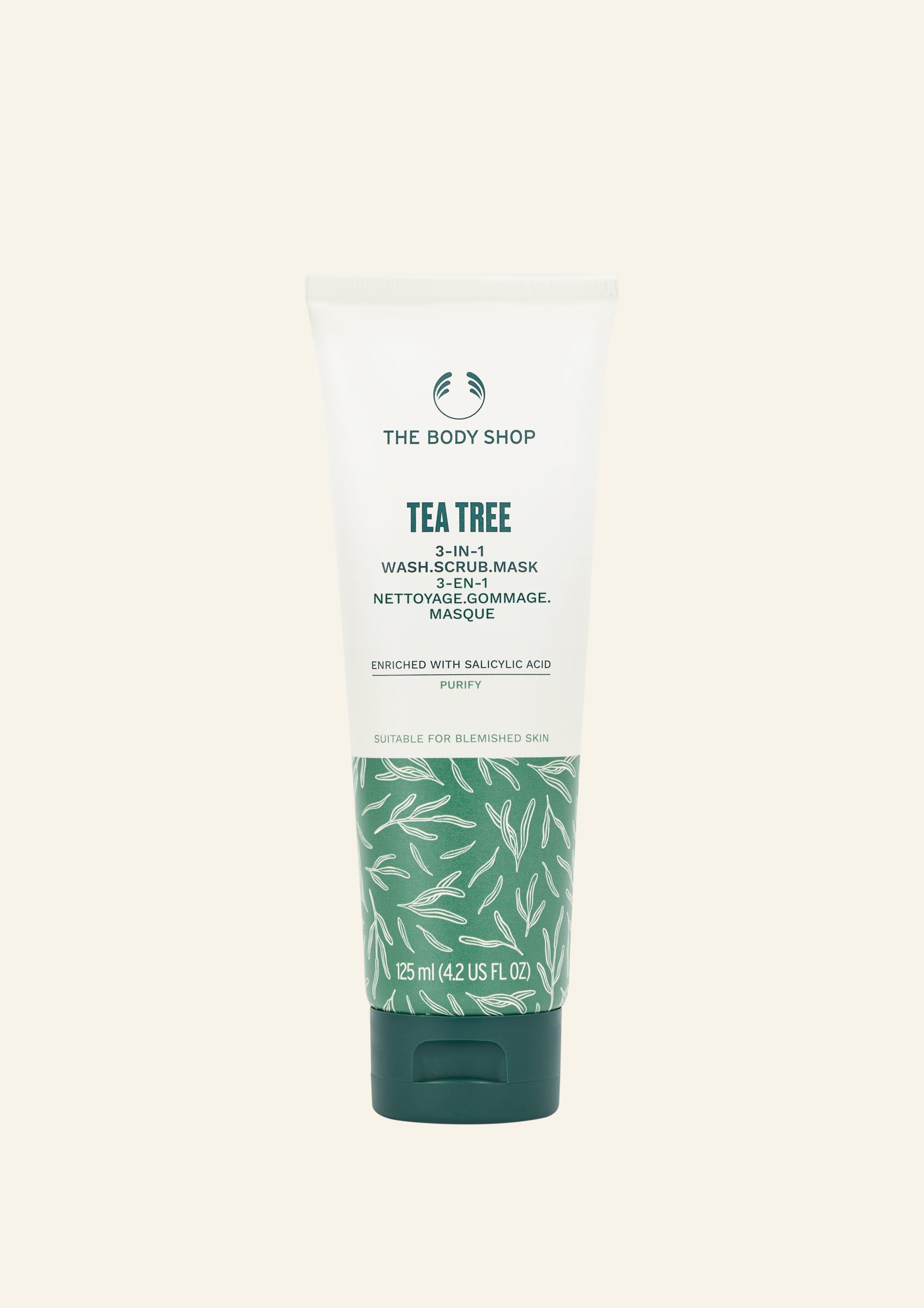 Tea Tree 3-në-1 Larës, Scrub, Maskë